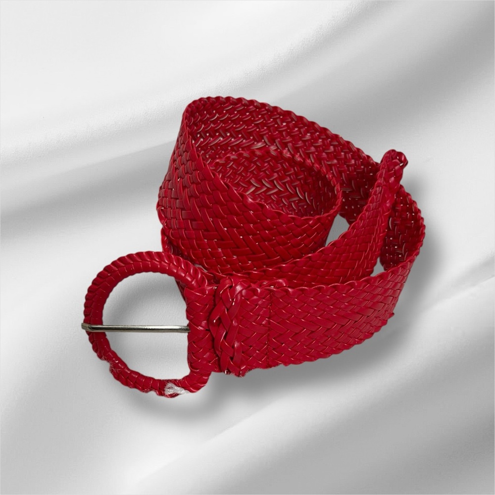 Red Braided Belt with Silver Buckle - Picture 5 of 6